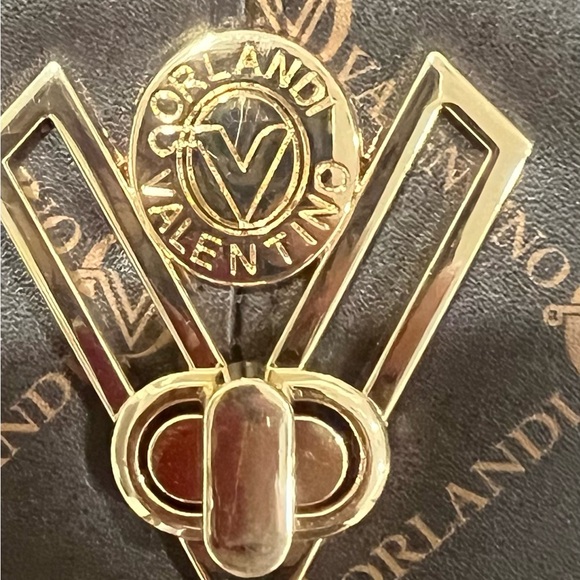 Valentino Brown and Gold Logo Crossbody Bag with turn lock closure - Picture 7 of 10